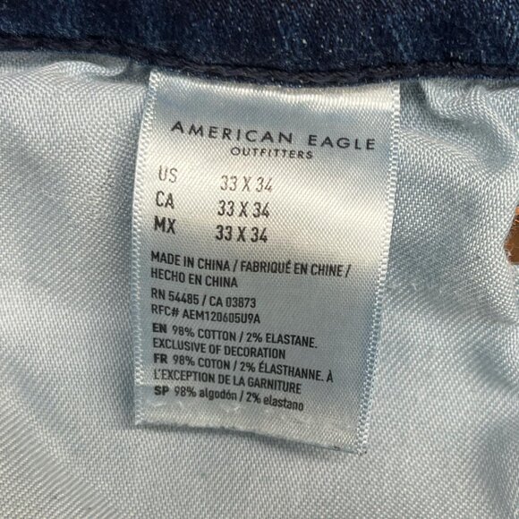 American Eagle Airflex+ Straight Leg Jeans Sz 33x34 – Stretch Denim - Picture 4 of 6